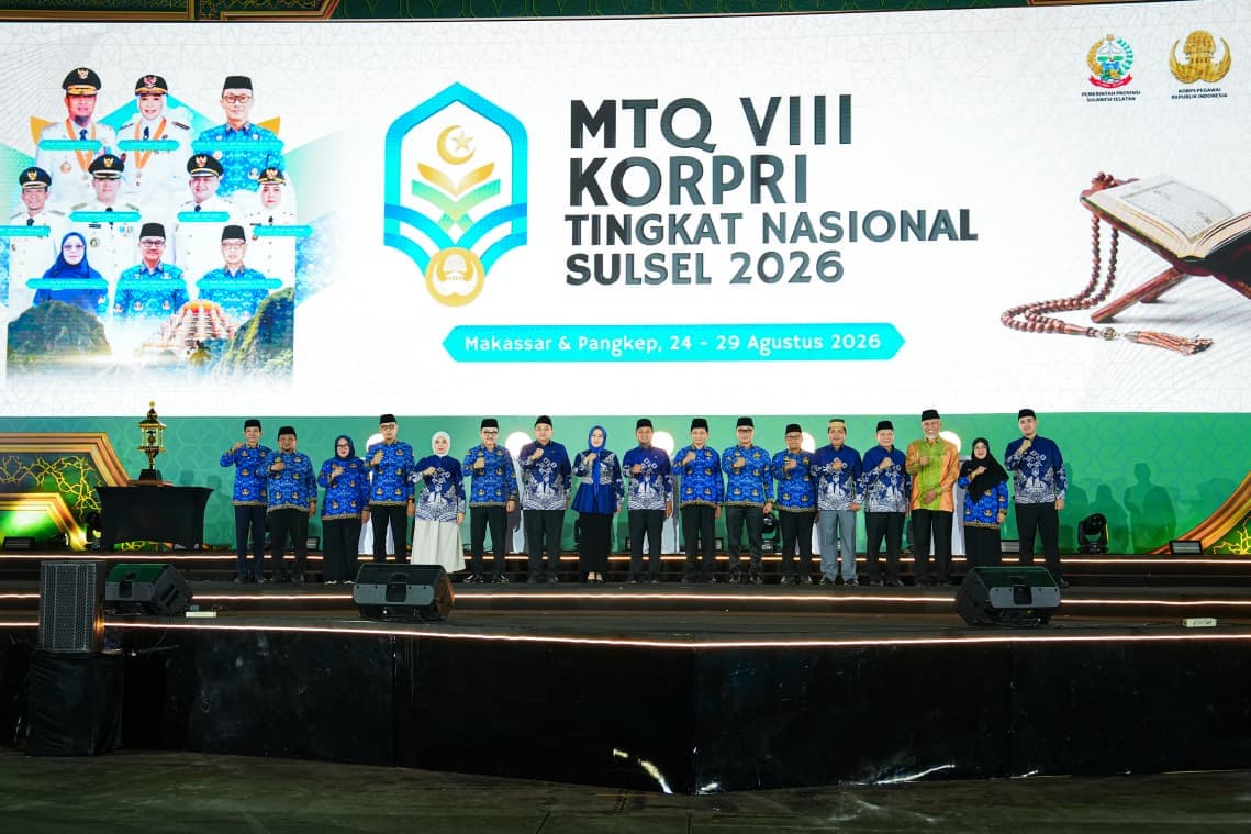 MTQ VIII KORPRI Nasional 2026 Resmi Dibuka Menteri Agama, Gubernur Sulsel Sambut Kafilah se-Indonesia